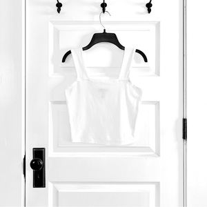 Christina Haack Aqua Ribbed Square Neck Tank